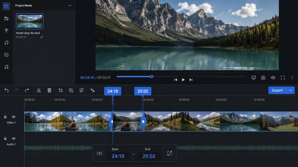 Manually cutting a YouTube video between selected start and end timestamps