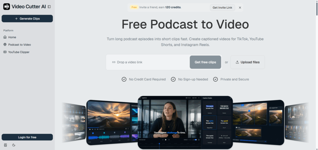 Upload Your Full Video Podcast Episode on Video Cutter AI