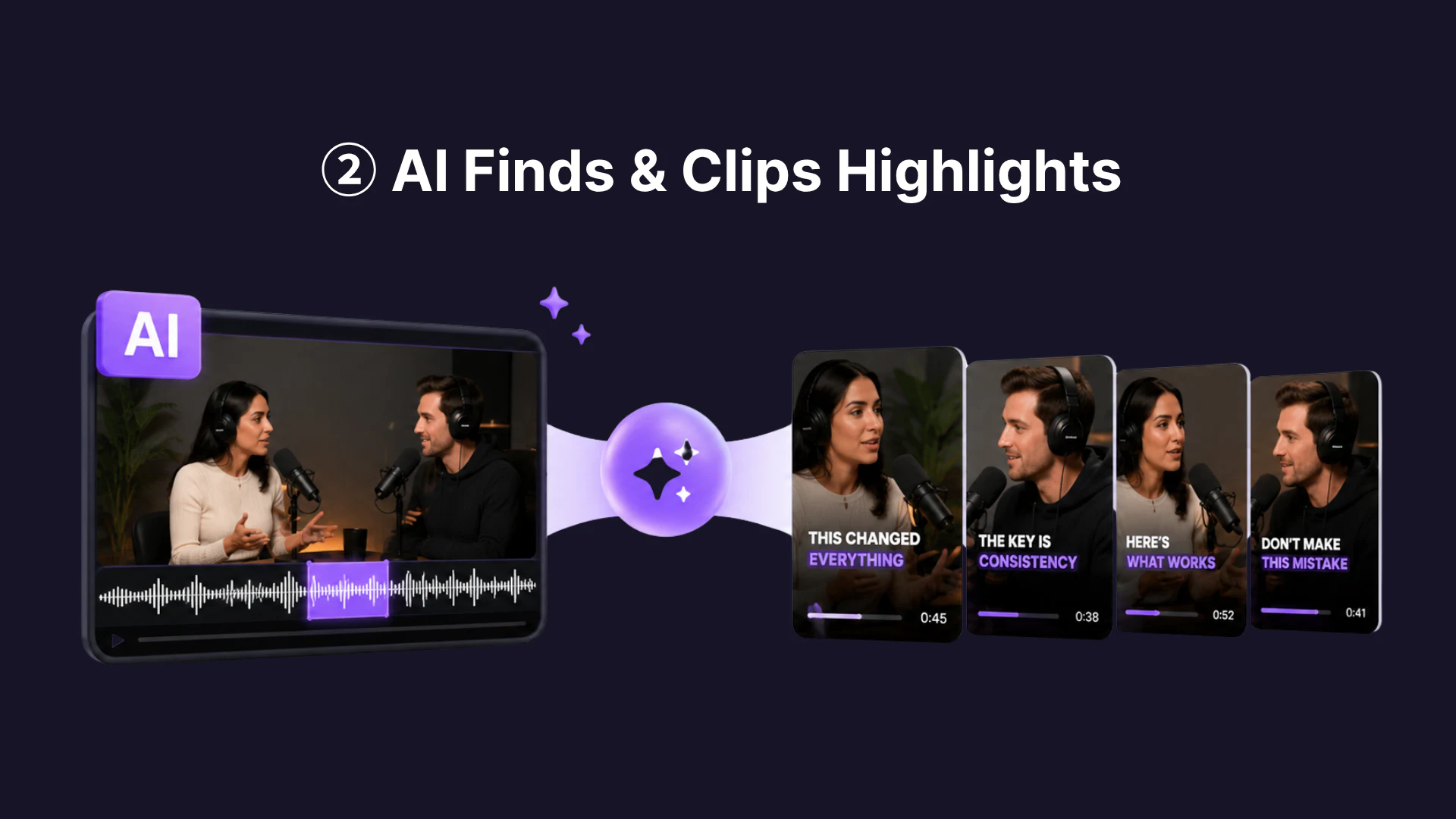 Step 2: AI Finds & Clips Highlights