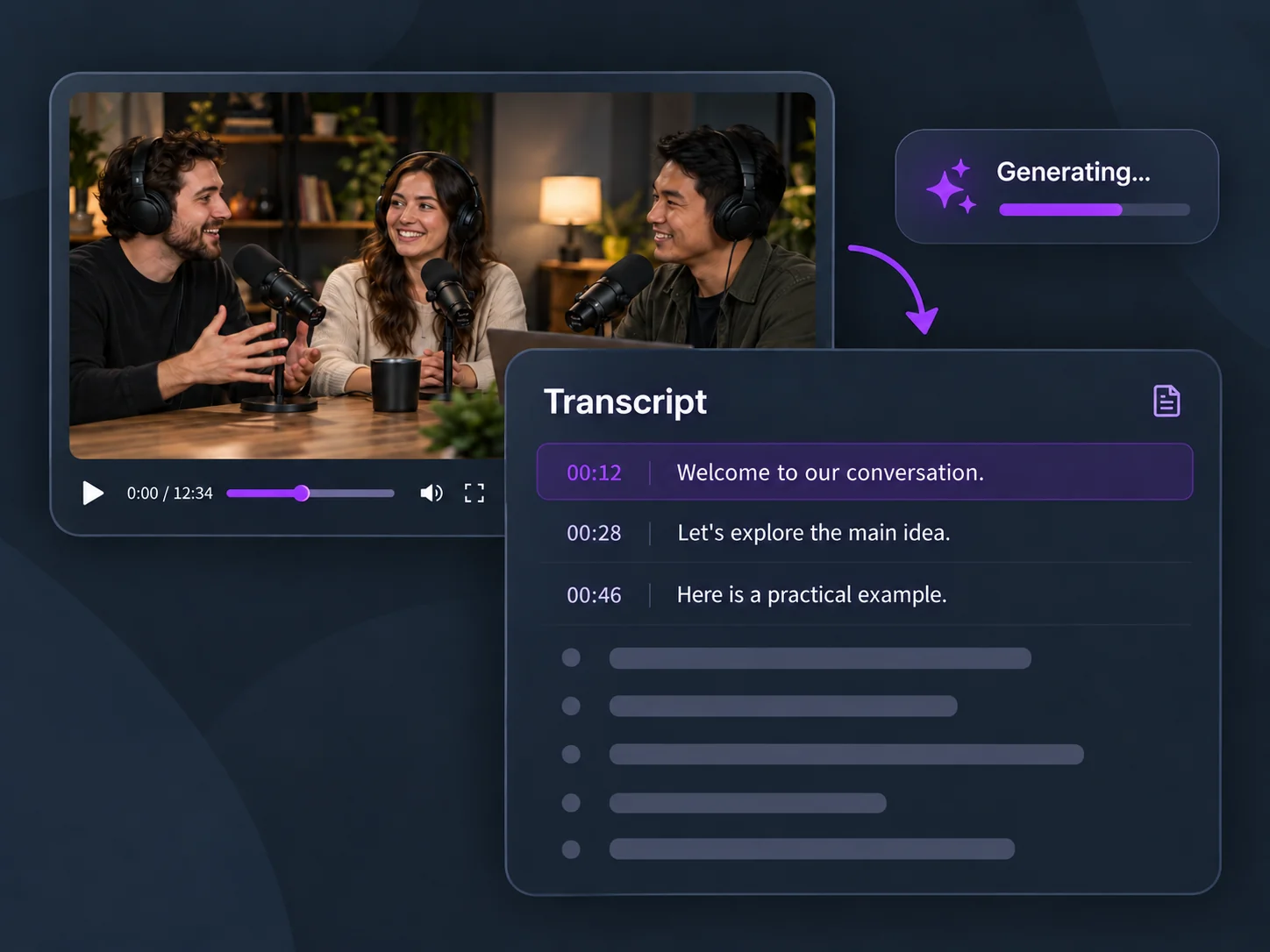 Video transcription task being processed