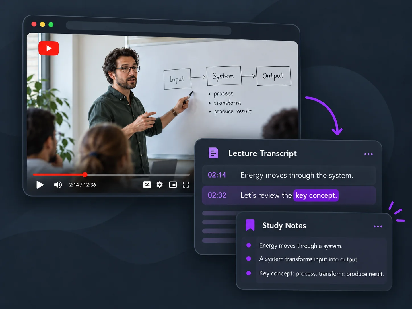 Lecture transcript used as a reference for study notes