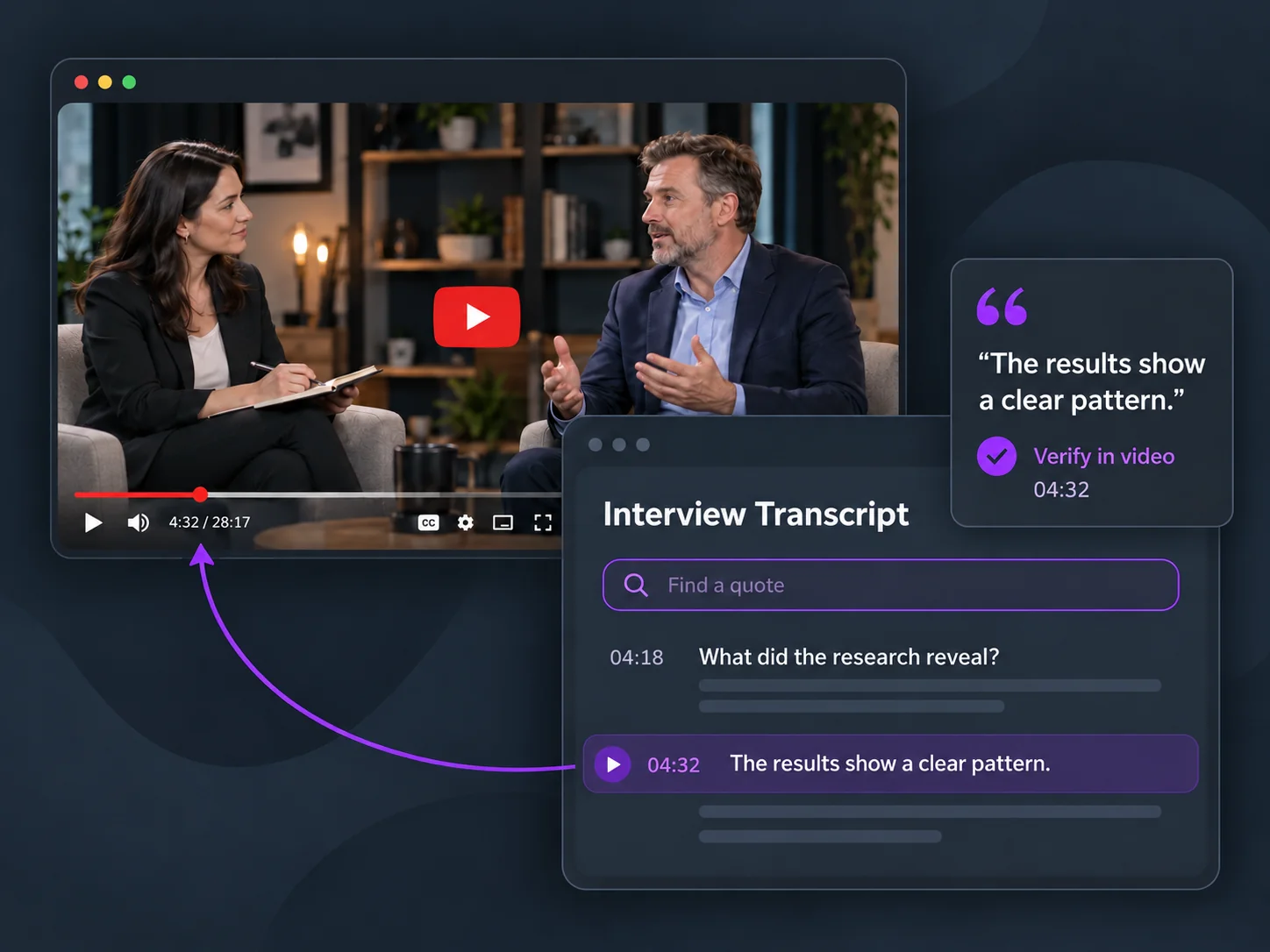 Interview transcript used to verify a quotation