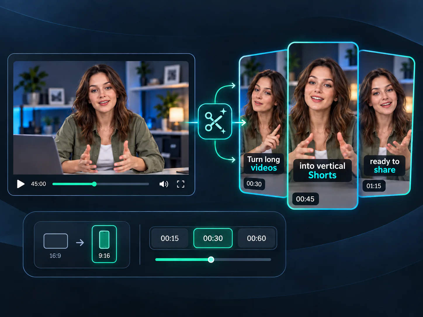 Vídeo horizontal convertido em Shorts verticais