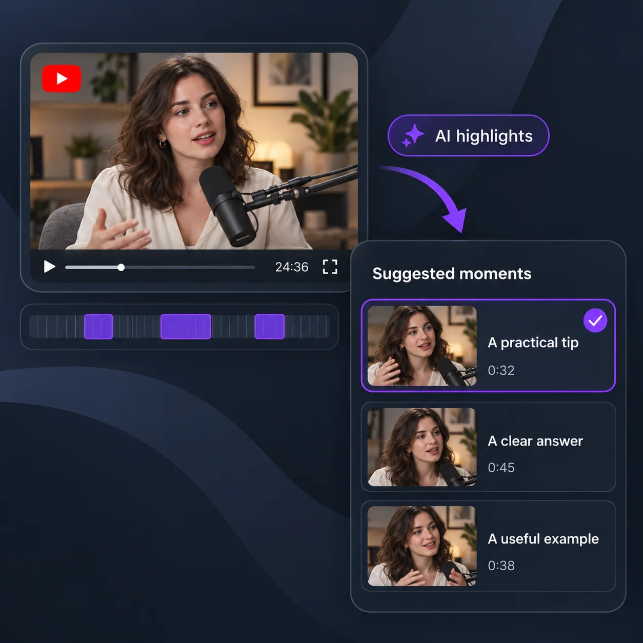 Repérez les moments YouTube adaptés aux Reels
